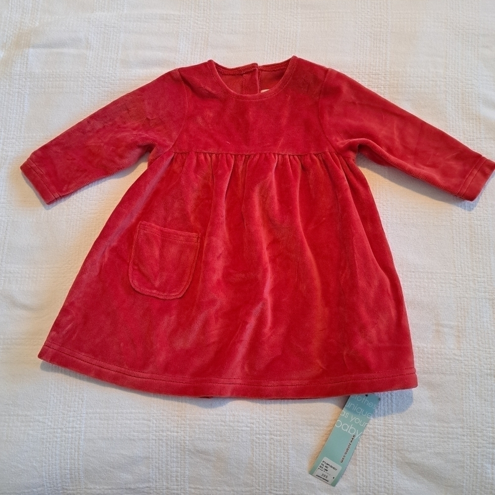 Zutano red velour dress size 12 months. New